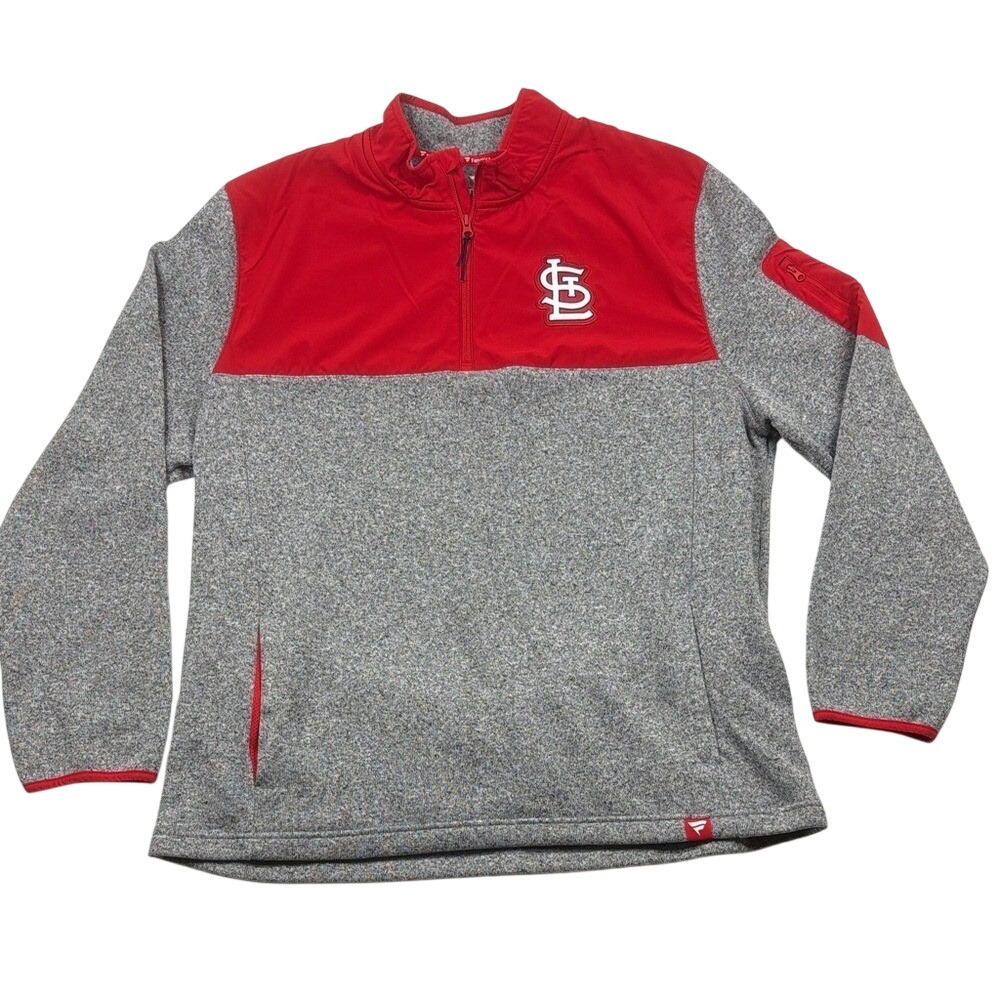 Fanatics St Louis Cardinals Mens 3XL Quarter Zip Pullover Gray Red MLB Jacket